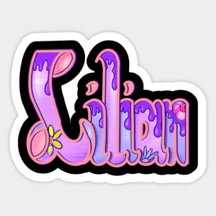 Lilian with purple drips Girls and womens Personalized Custom name Lilian Sticker